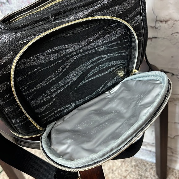 Betsey Johnson black & gold lunch tote bag hearts stars - Picture 8 of 10